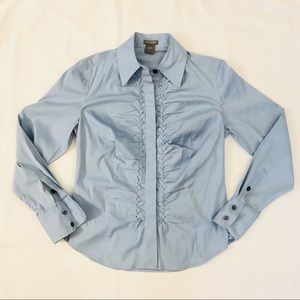 Ann Taylor Button Down Shirt Braided Front Fitted